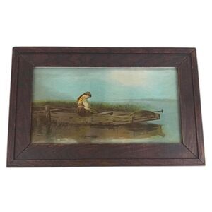 Framed Print Heinrich Vosberg - Mädchen im Karrn 1889 Painting Girl in the Boat